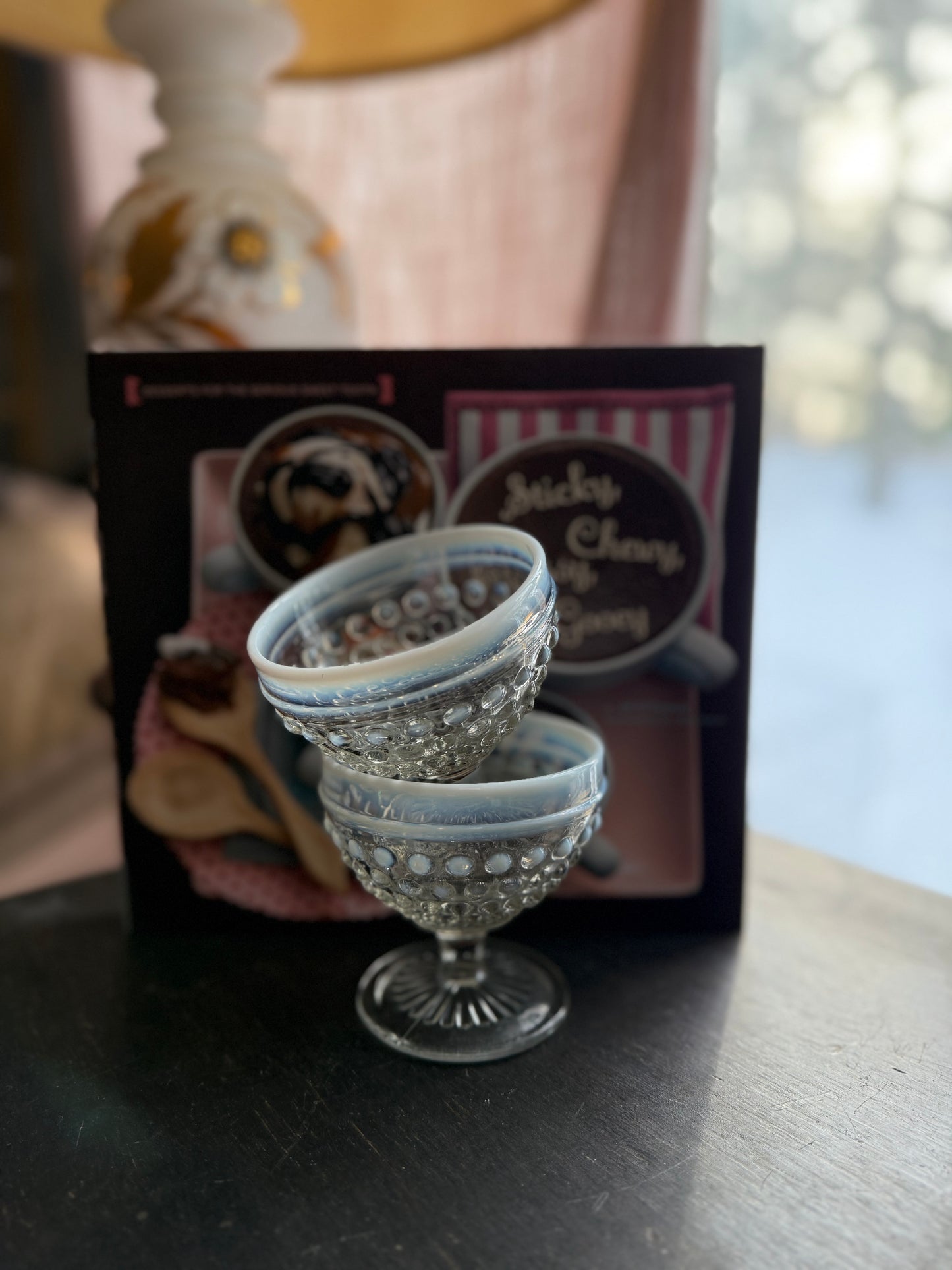 Moonstone Hobnail Sherbet cups PAIR