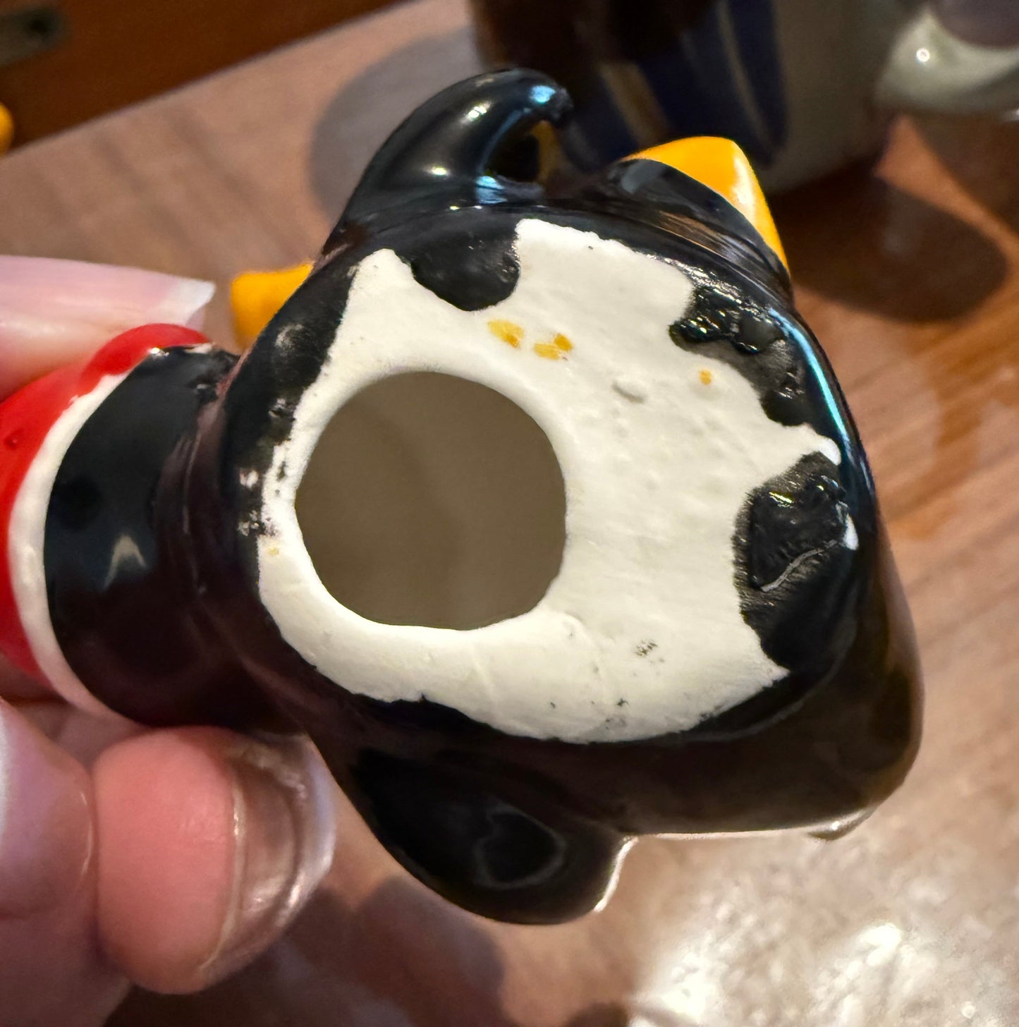 RESERVED: emceeshan SET of 3 Vintage ceramic playful penguins Christmas ornaments Taiwan