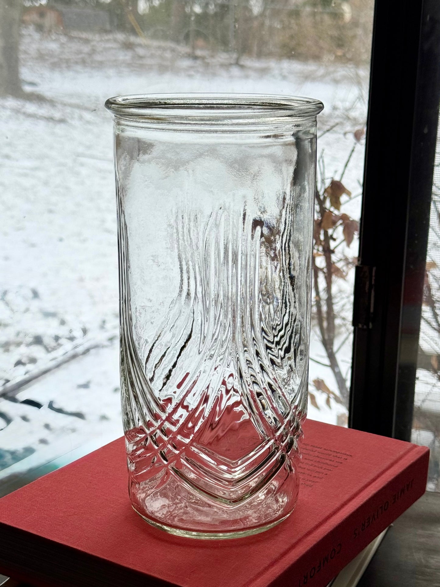 Hoosier Draped Clear Glass Vase 9.5" tall