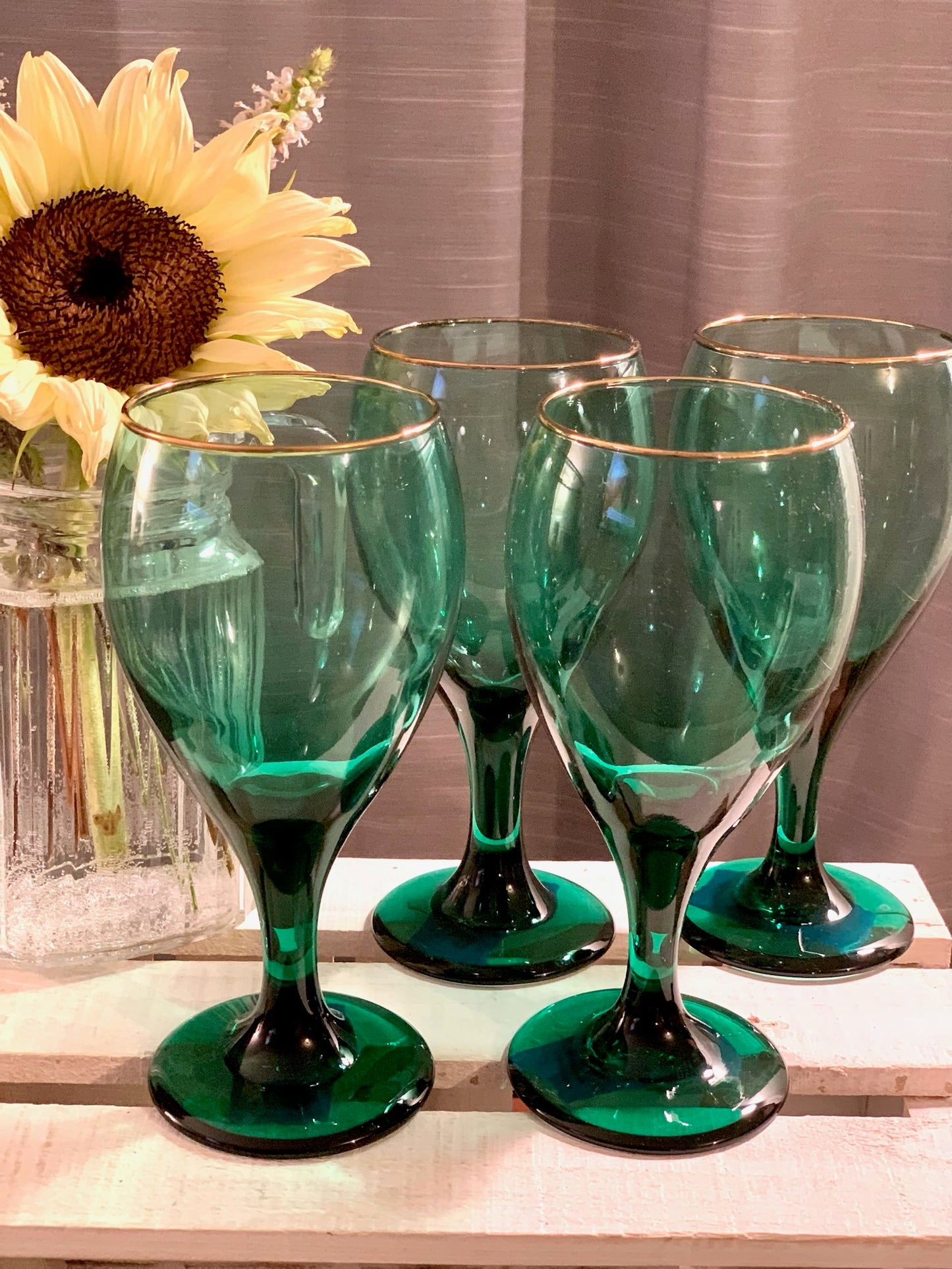 Libbey Green White Wine with Gold Rim (OTTV 2769) set of 4