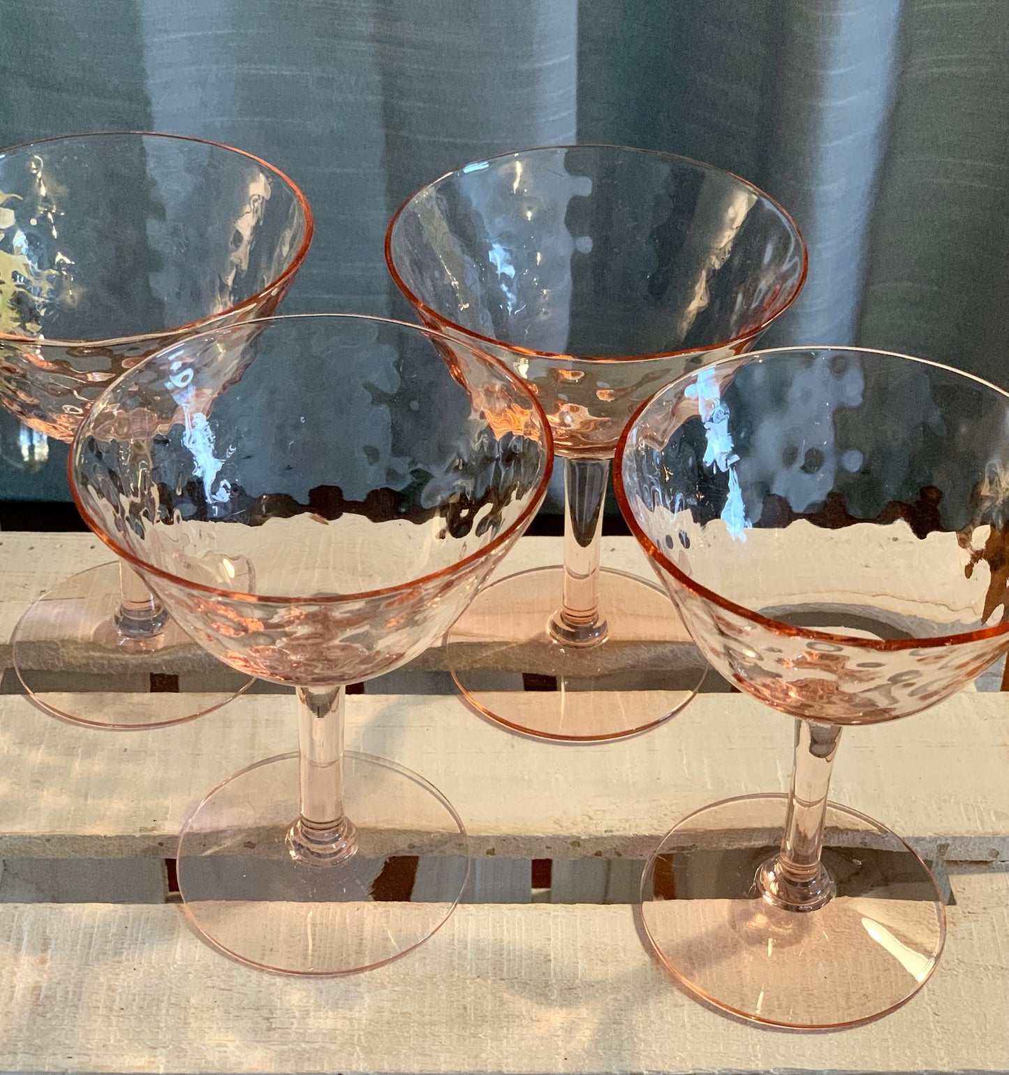 Elegant pink champagne coupes glasses PAIR (OTTV 1430)