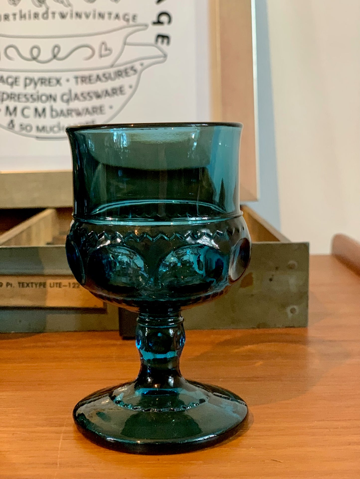 Kings Crown Teal Blue goblets, 2 sizes available, priced individually