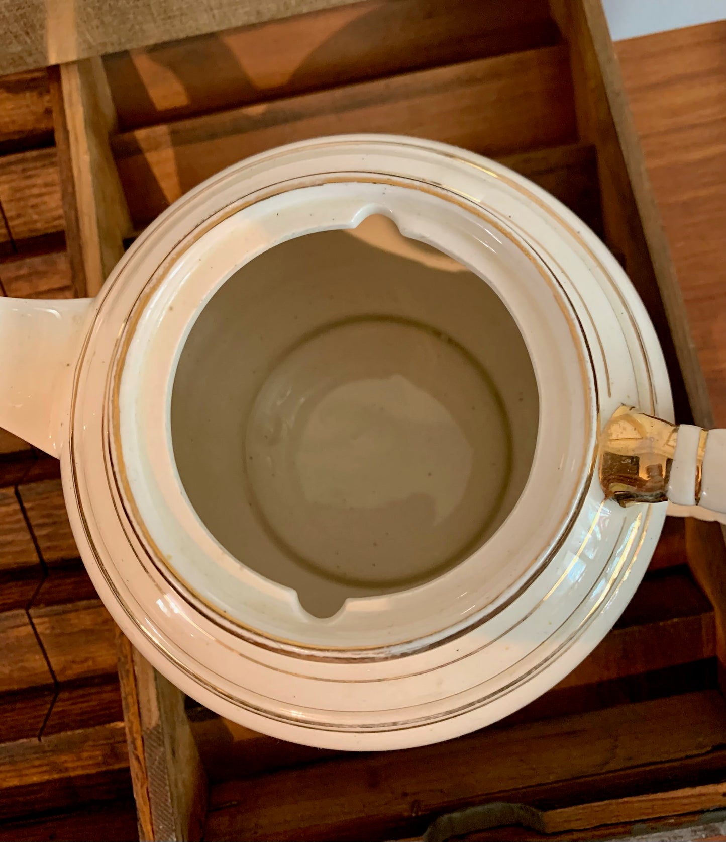 Teapot Cream with Gold stripe circa 1930 (OTTV 1045)
