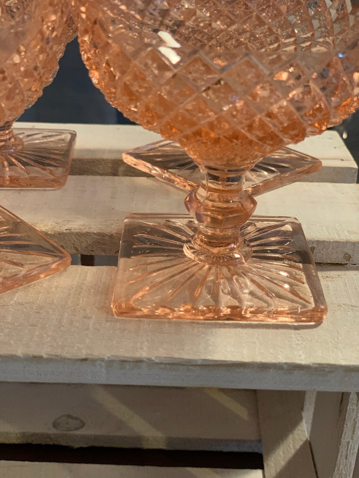 Miss America Pink depression glass sherbet cups / champagne coupe glasses (OTTV 1429) priced individually