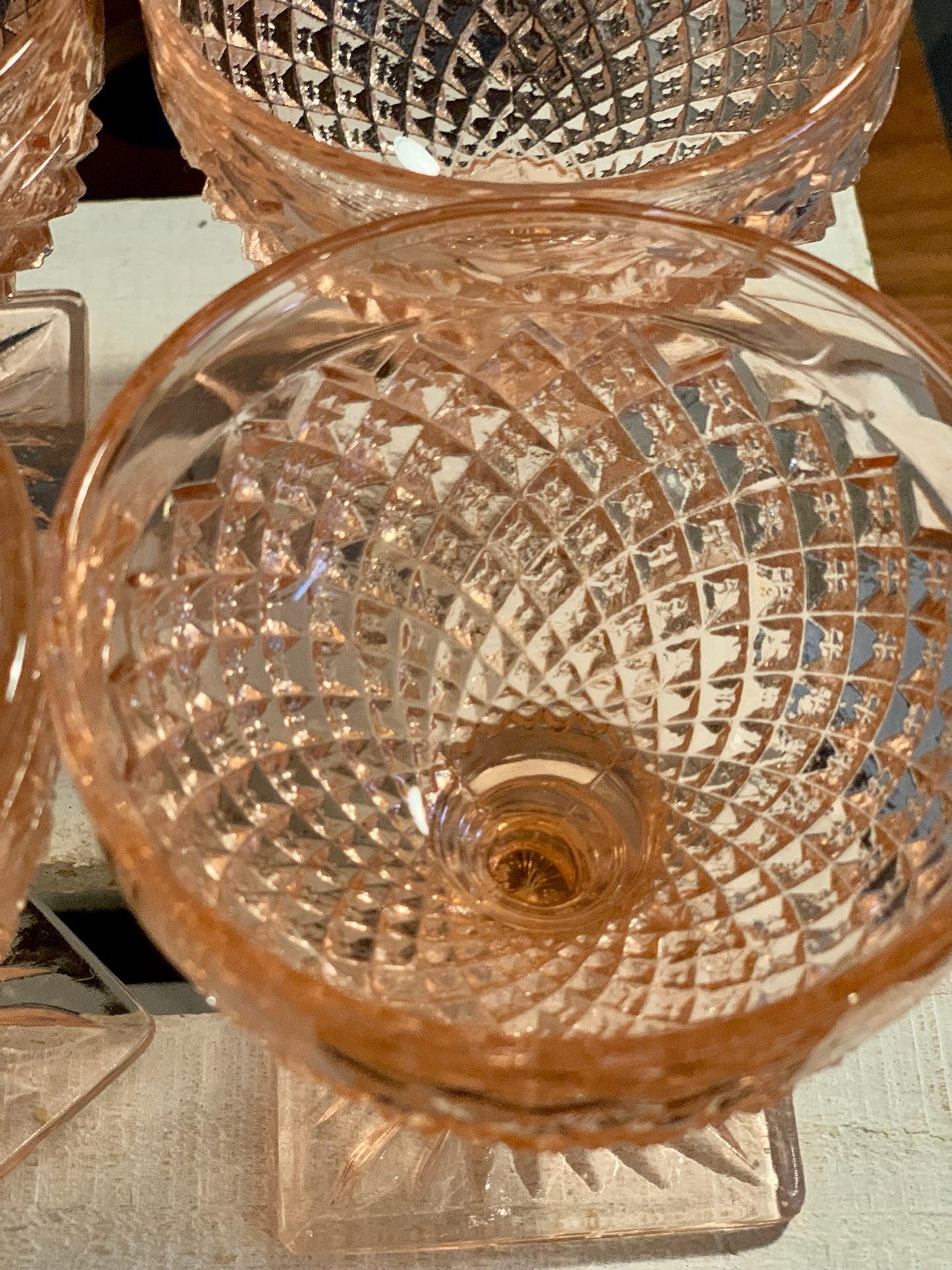 Miss America Pink depression glass sherbet cups / champagne coupe glasses (OTTV 1429) priced individually