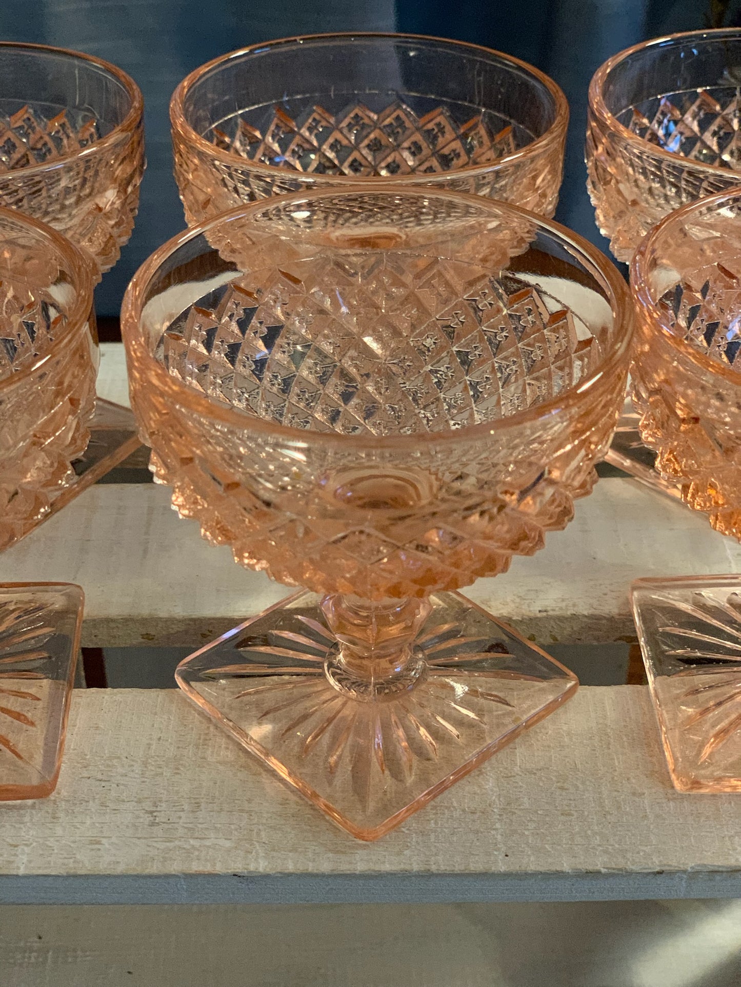 Miss America Pink depression glass sherbet cups / champagne coupe glasses (OTTV 1429) priced individually