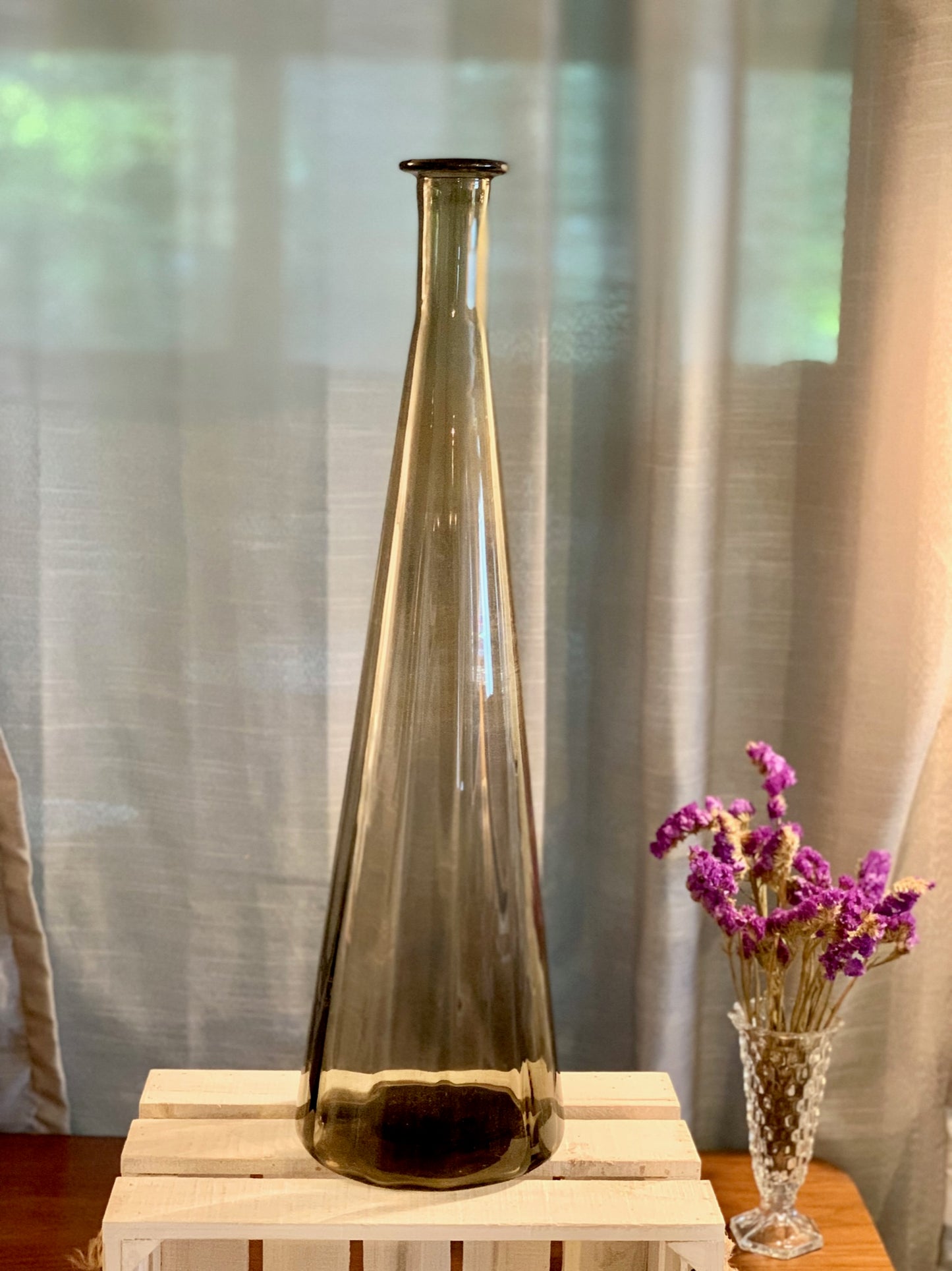 Large smoke gray empoli 20" Floor bottle Vase, original Made in Italy sticker (OTTV 2403) No stopper