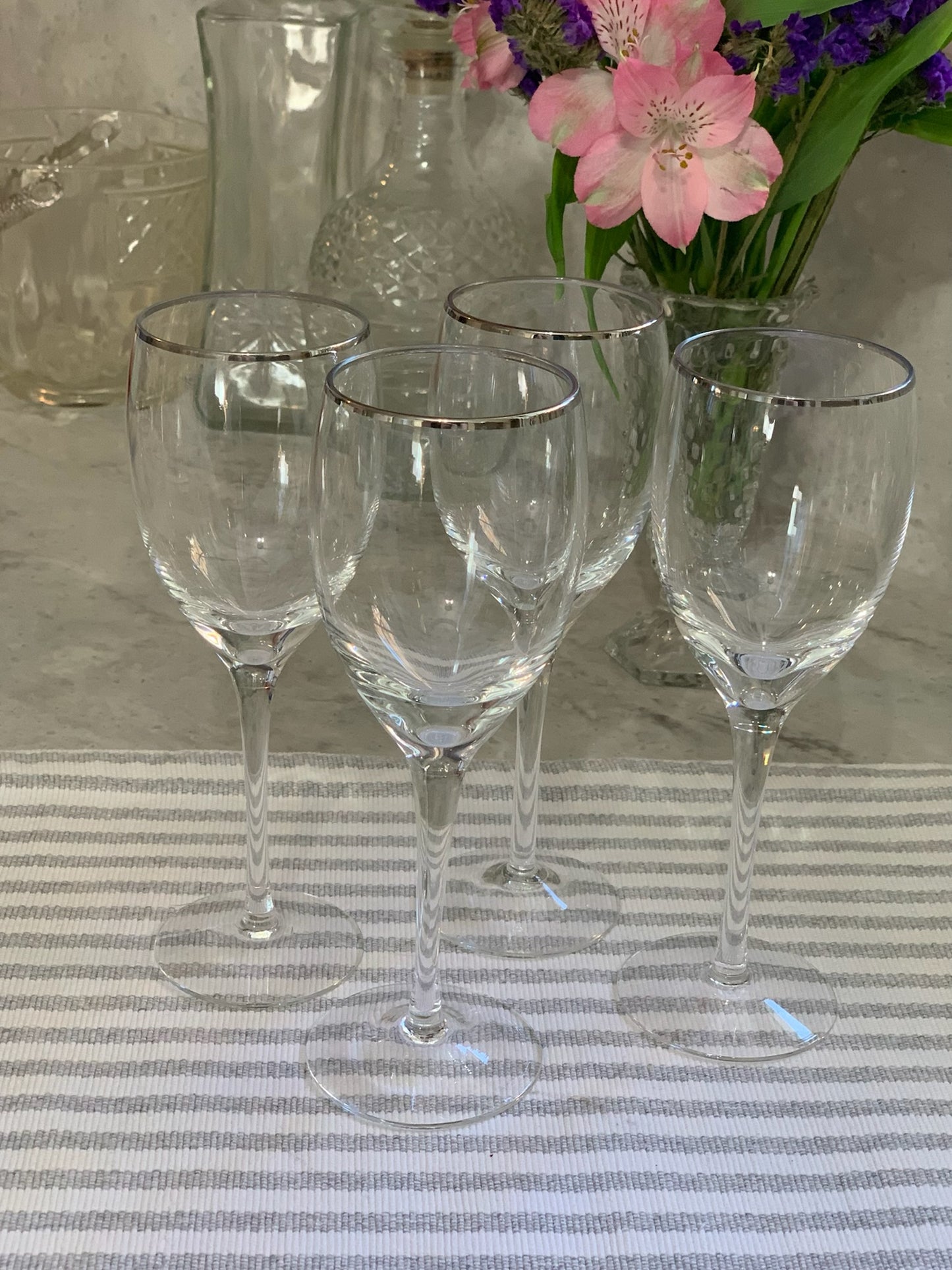Silver Rim wine Goblet pair (OTTV 1201) sold in PAIRs (one pair left)