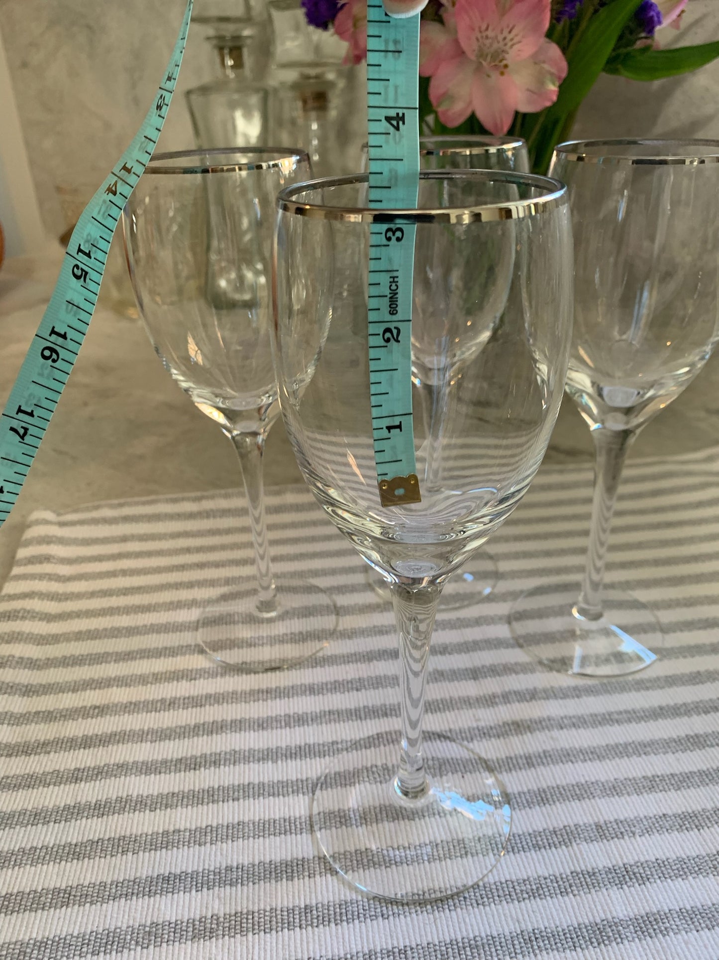Silver Rim wine Goblet pair (OTTV 1201) sold in PAIRs (one pair left)