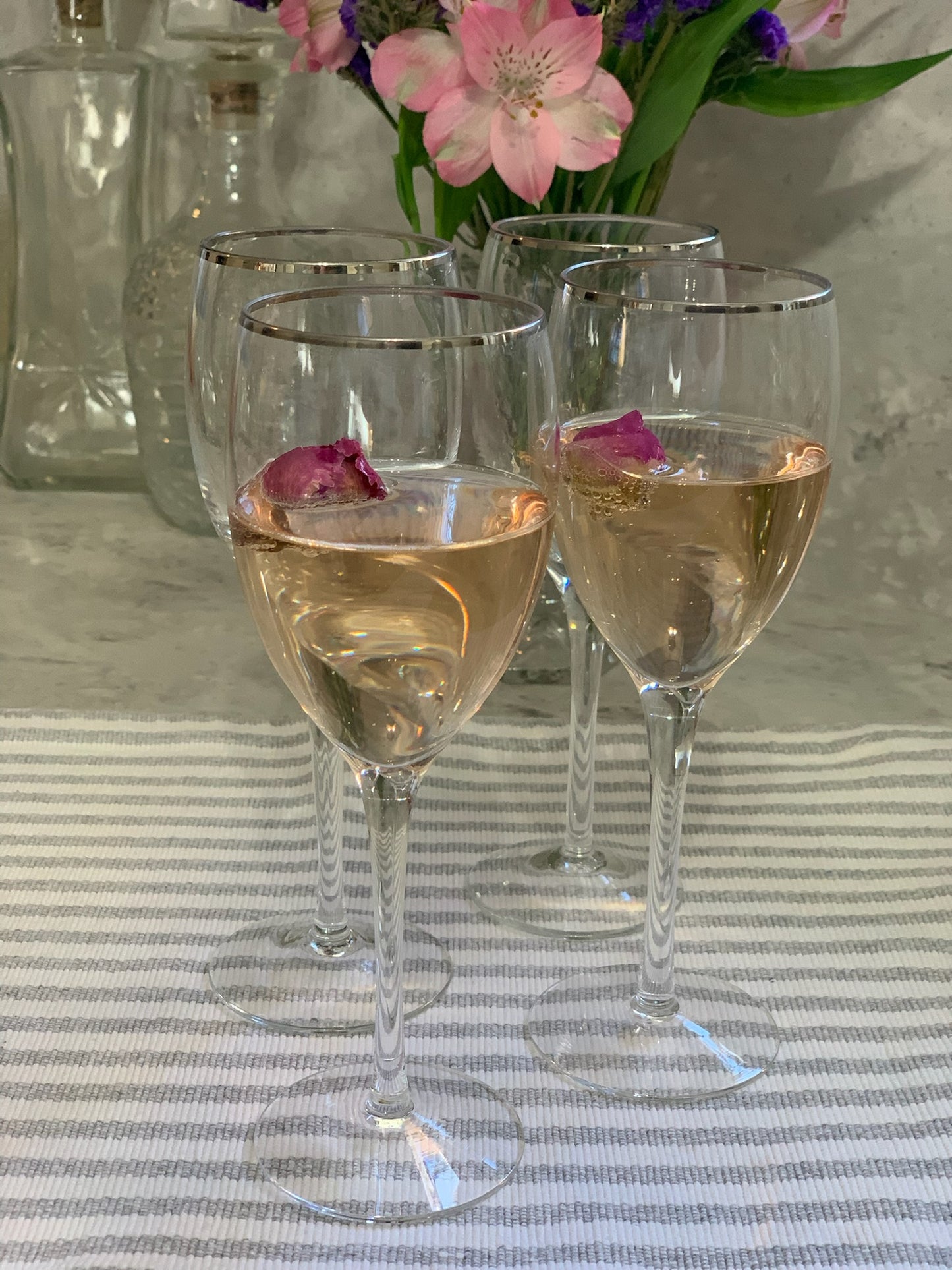 Silver Rim wine Goblet pair (OTTV 1201) sold in PAIRs (one pair left)
