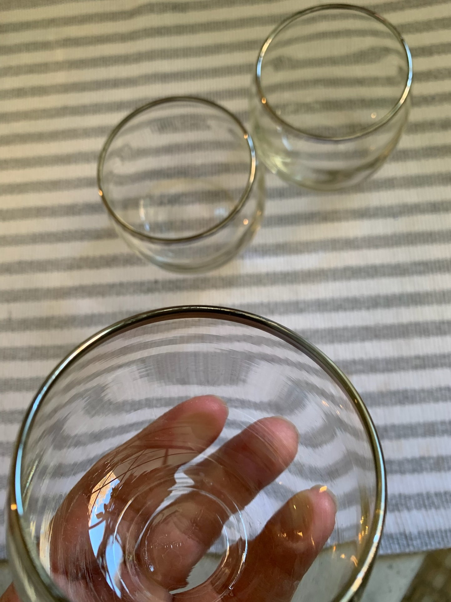 Roly Poly silver rim bar glasses pair 1960's (OTTV 1066) sold in pairs