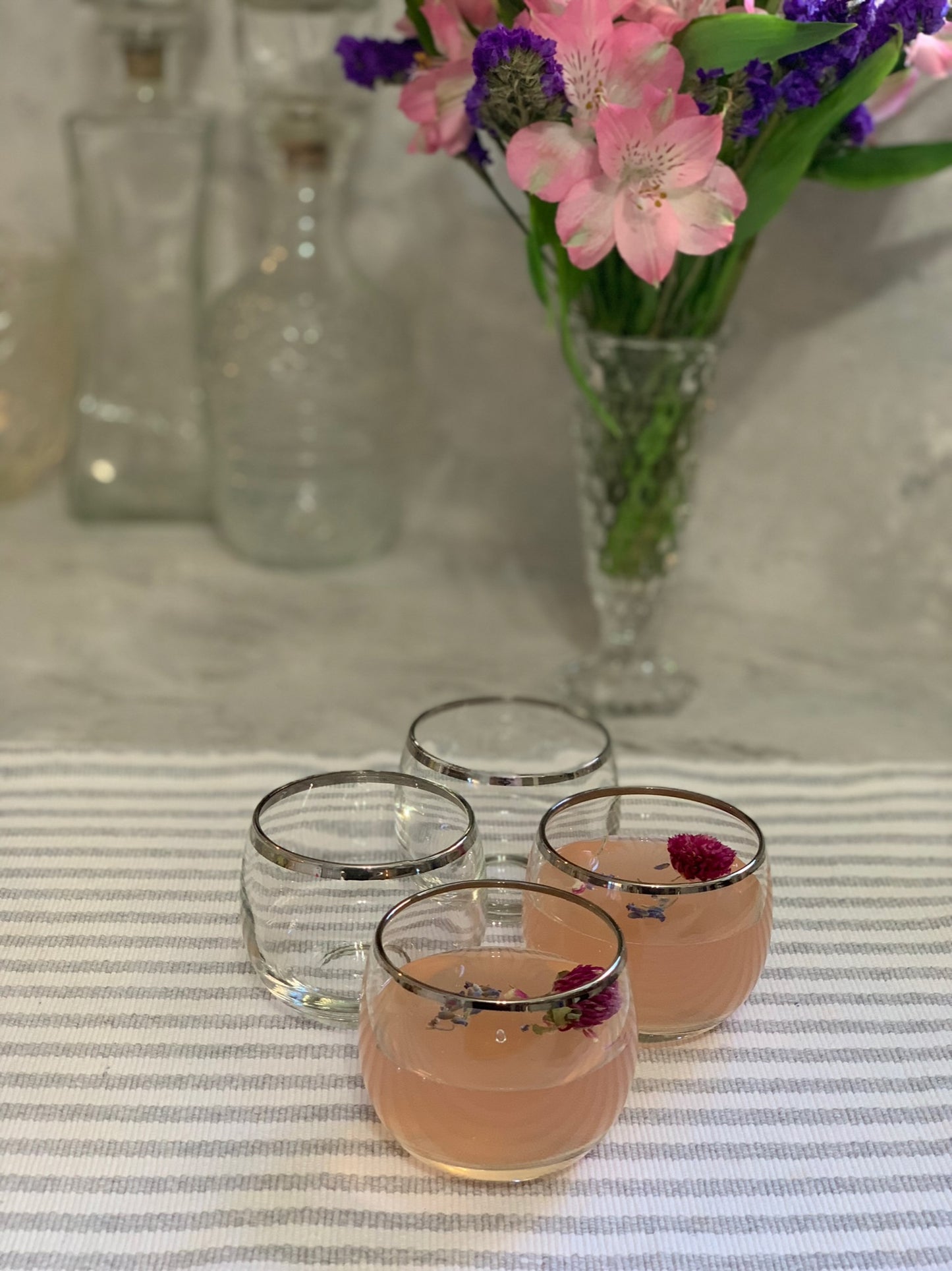 Roly Poly silver rim bar glasses pair 1960's (OTTV 1066) sold in pairs