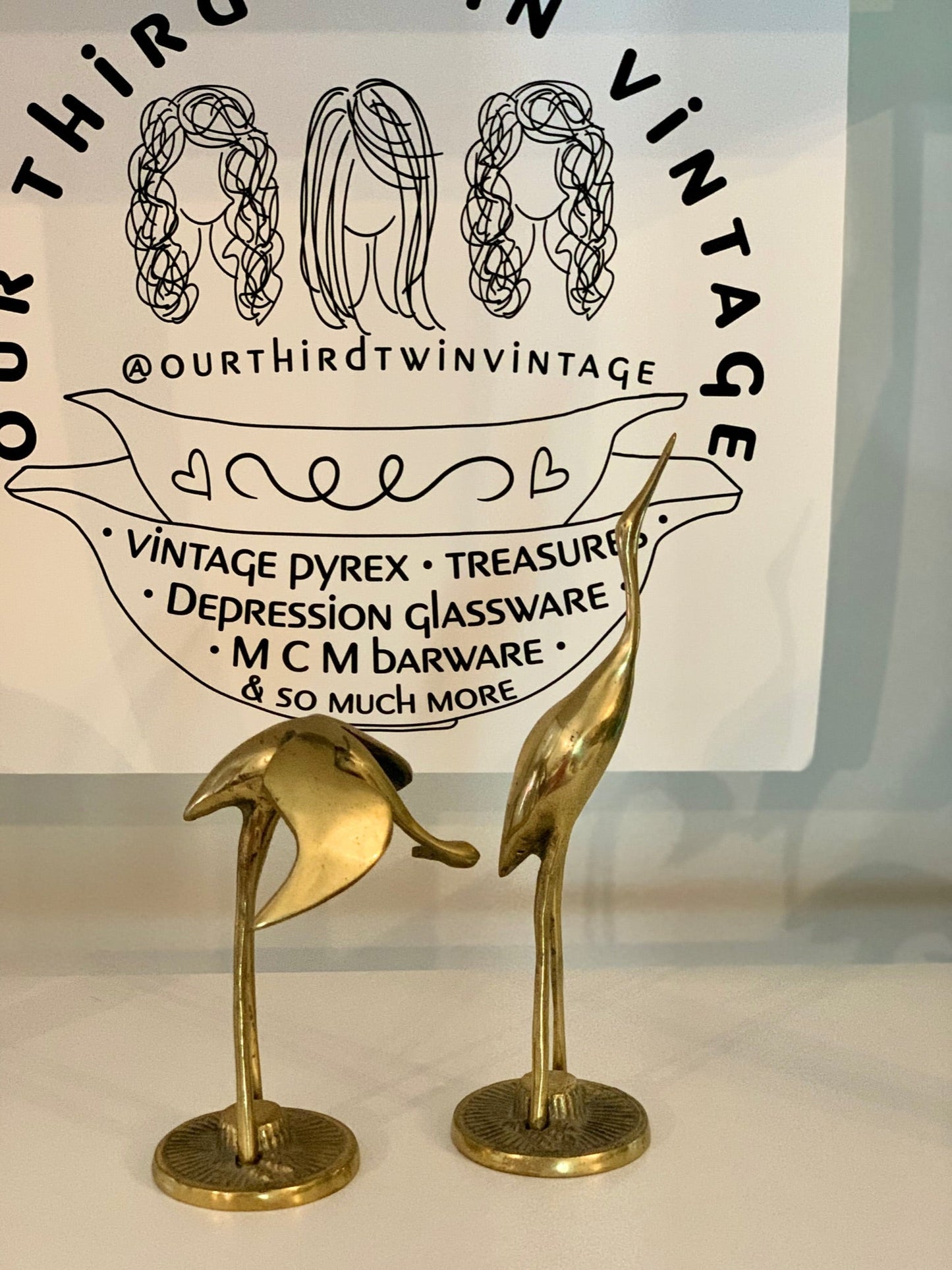 Brass MCM bird statues, priced as a set - 6.5" & 7.5" tall respectively