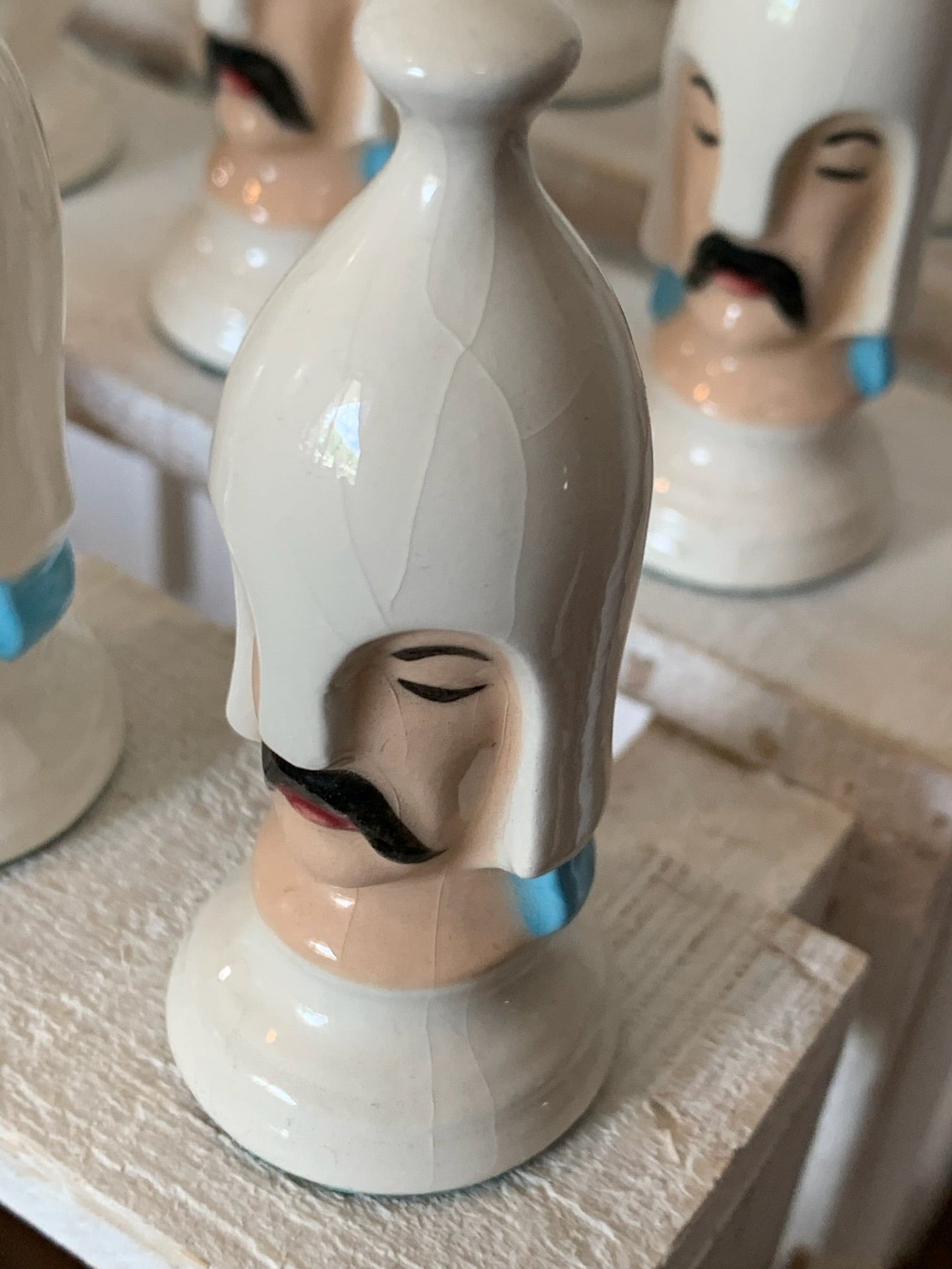 Duncan Mold Hand Painted Medieval Ceramic Chess pieces Gold detail (OTTV 2840) priced individually based condition of each piece