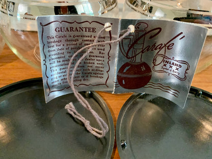 Inland Glass Large Carafe and IN BOX set of 4 Carafettes with original coasters & Stoppers - priced individually