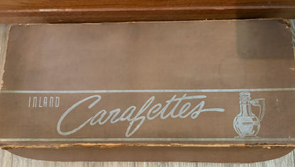 Inland Glass Large Carafe and IN BOX set of 4 Carafettes with original coasters & Stoppers - priced individually