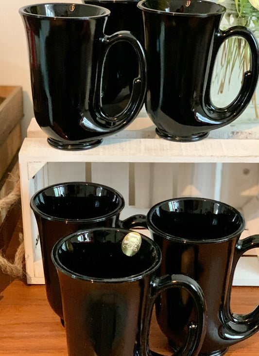 Tiara Exclusive Horn Mug set of 6 IN BOX black Indiana Glass Co. Hunters Horn Mugs IOB "Aunt Dottie's"