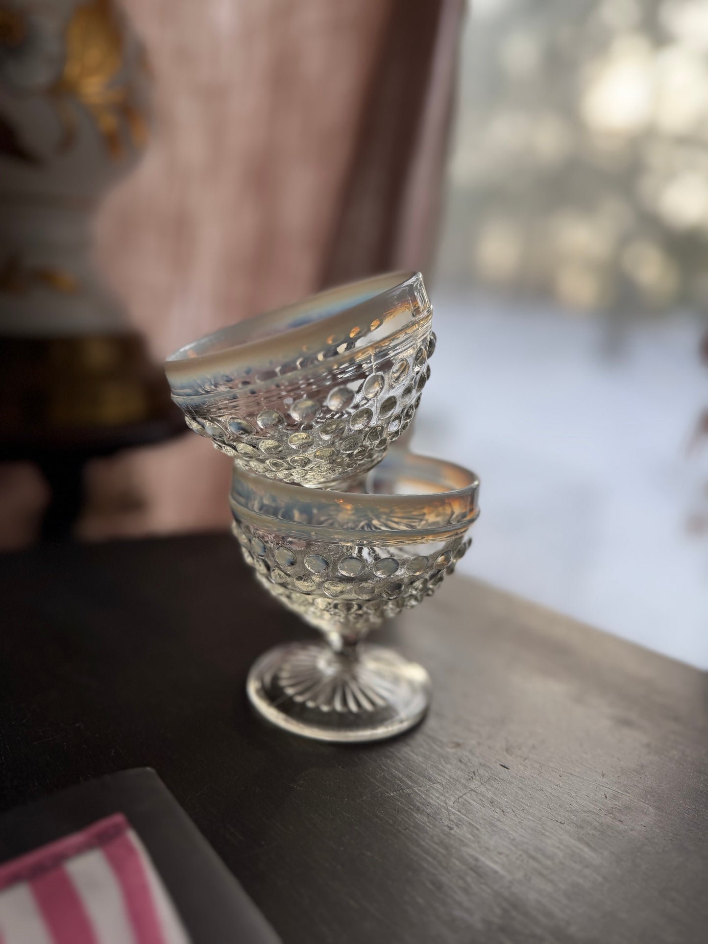 Anchor Hocking Moonstone Hobnail Sherbet cups PAIR