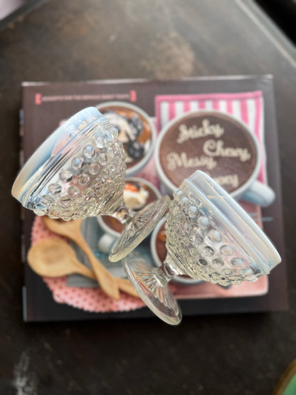 Anchor Hocking Moonstone Hobnail Sherbet cups PAIR