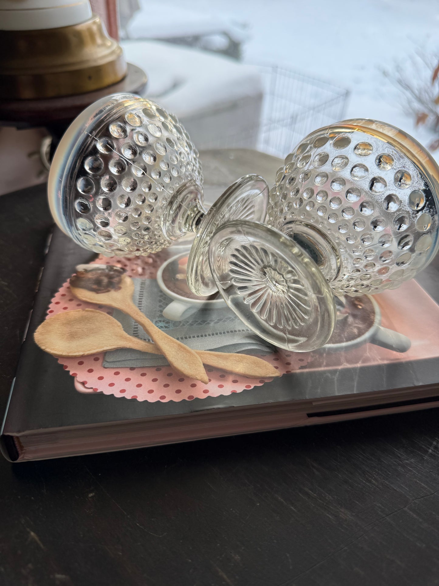 Anchor Hocking Moonstone Hobnail Sherbet cups PAIR