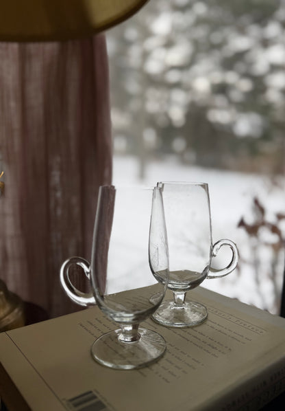 Irish Coffee mugs Blown Glass Set of 4 Vintage 1980’s (2060)