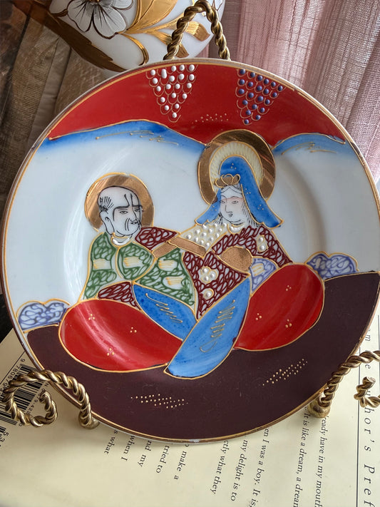 Satsuma Moriage style Goddess 7" plates SET of 4