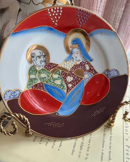 Satsuma Moriage style Goddess 7" plates SET of 4