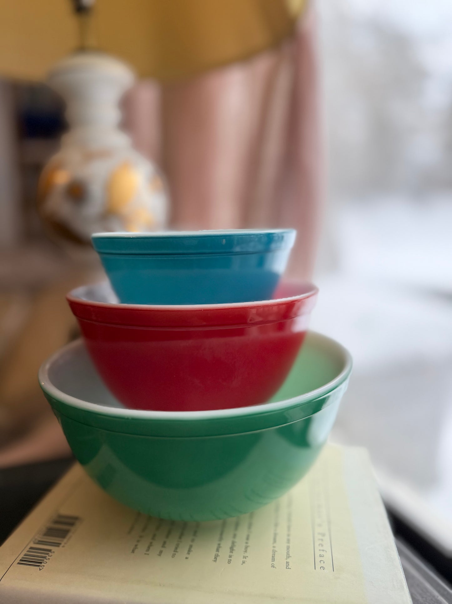 Pyrex Primary Colors set 401 402 403 Blue, Green & red mixing bowl set. - 300-S
