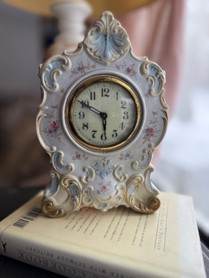 Antique Uranium face Windup Porcelain clock (untested, no key)