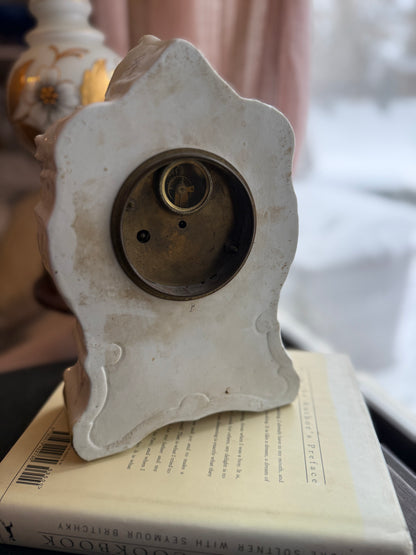 Antique Uranium face Windup Porcelain clock (untested, no key)