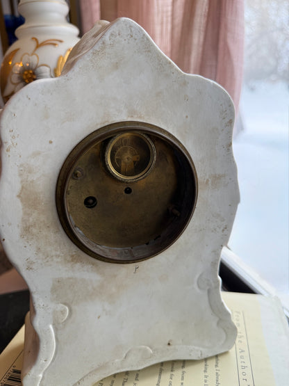 Antique Uranium face Windup Porcelain clock (untested, no key)