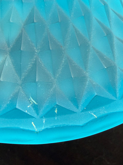 Vintage Indiana Glass Blue Satin Diamond Pattern Lidded Pedestal Candy Dish