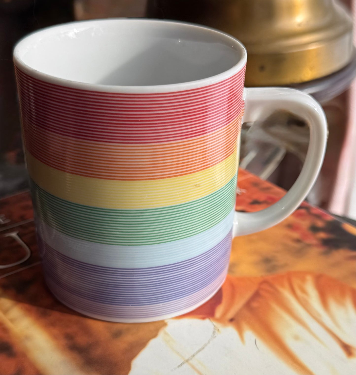 Rainbow stripe mugs made in Japan - 3 available, priced indiviually
