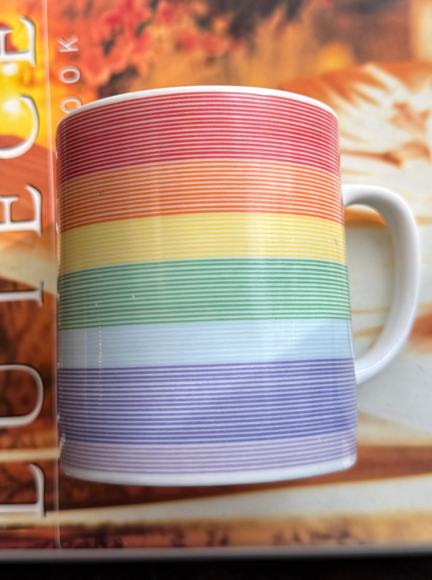 Rainbow stripe mugs made in Japan - 3 available, priced indiviually