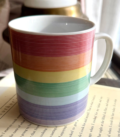 Rainbow stripe mugs made in Japan - 3 available, priced indiviually