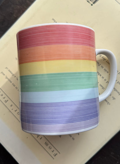Rainbow stripe mugs made in Japan - 3 available, priced indiviually