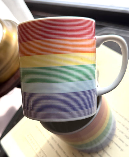 Rainbow stripe mugs made in Japan - 3 available, priced indiviually