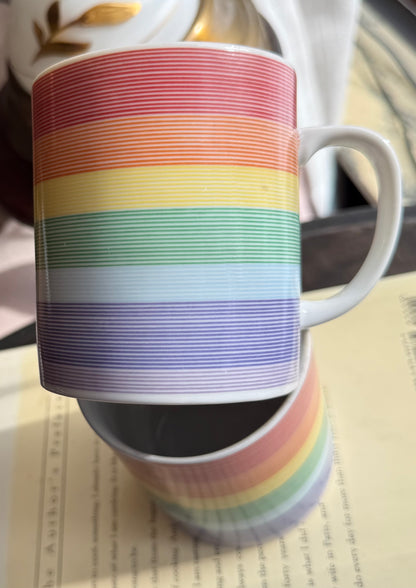 Rainbow stripe mugs made in Japan - 3 available, priced indiviually