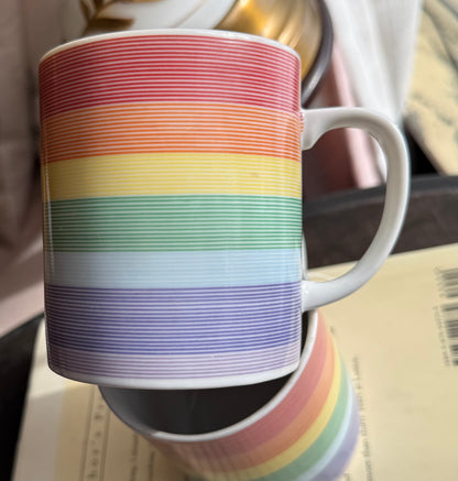 Rainbow stripe mugs made in Japan - 3 available, priced indiviually