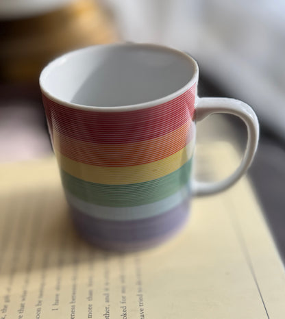 Rainbow stripe mugs made in Japan - 3 available, priced indiviually