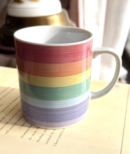 Rainbow stripe mugs made in Japan - 3 available, priced indiviually