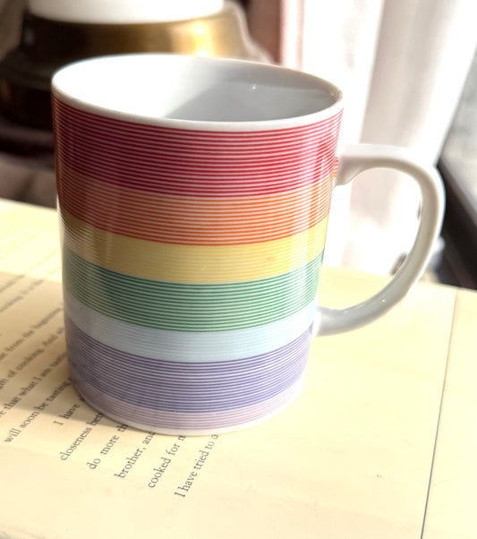 Rainbow stripe mugs made in Japan - 3 available, priced indiviually