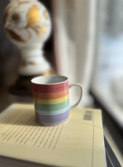 Rainbow stripe mugs made in Japan - 3 available, priced indiviually