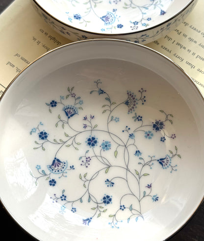 Noritake Serene garden blue floral silver rim bowls, priced individually