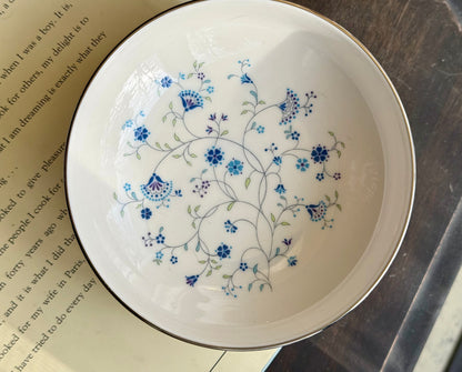 Noritake Serene garden blue floral silver rim bowls, priced individually