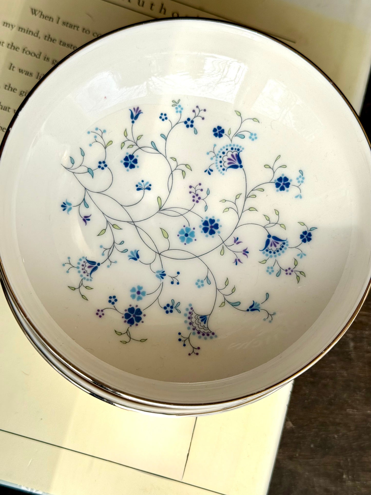 Noritake Serene garden blue floral silver rim bowls, priced individually