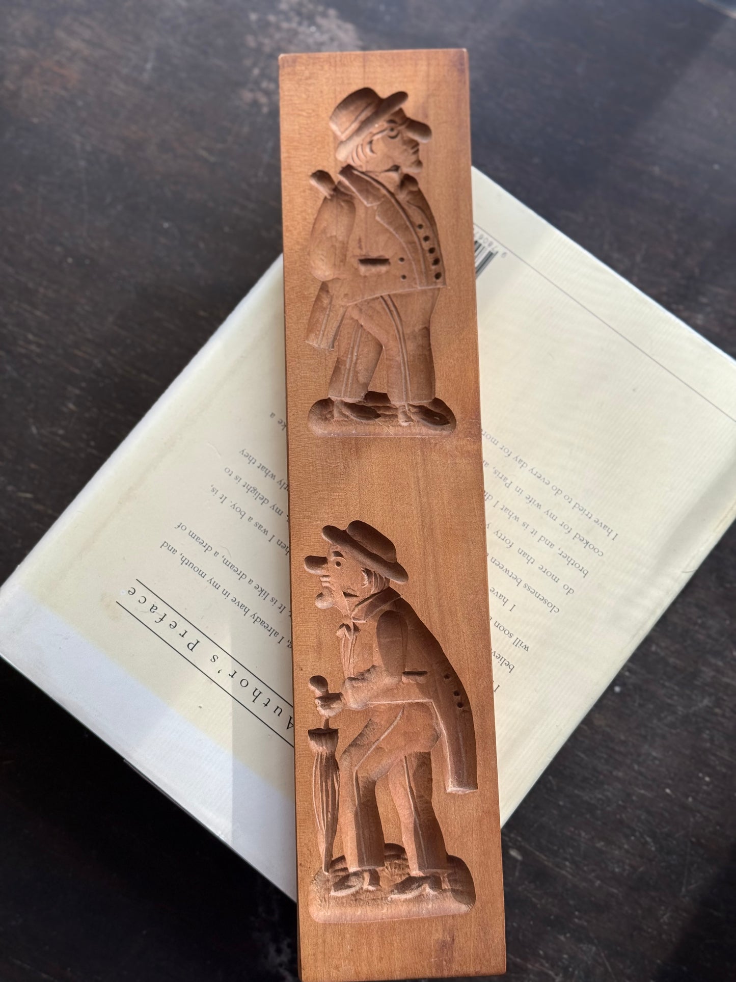 Wood Cookie mold or Butter Mold - two different slots, Man walking theme