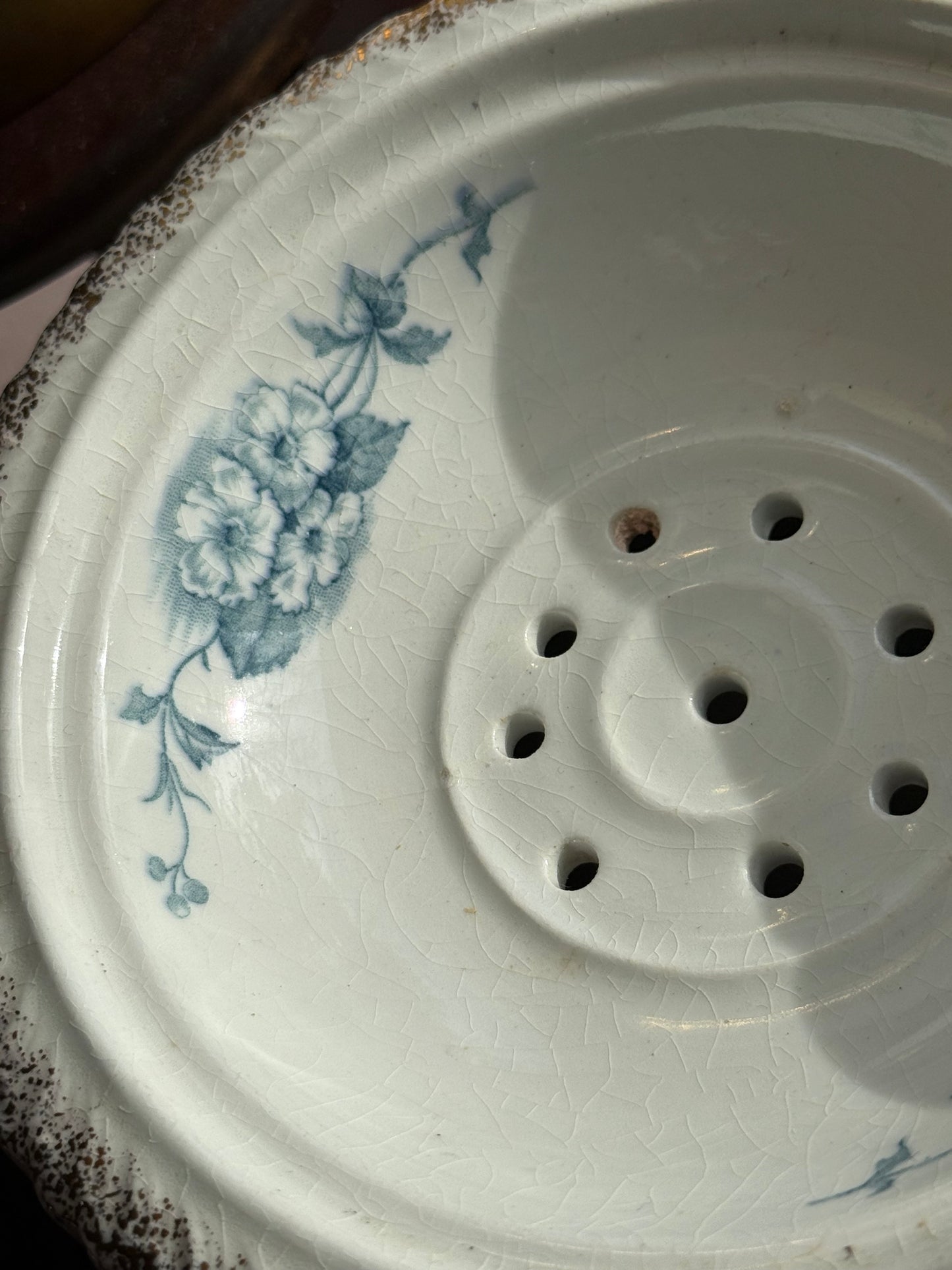 Antique Primula covered soap dish by Dunn Bennett & Co