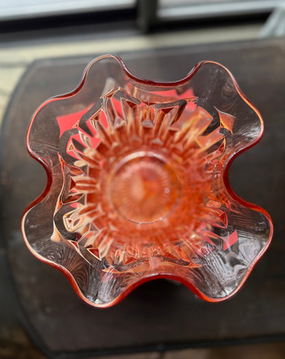 Central Glass Works Frances Pink Art Deco Vase 8.5"