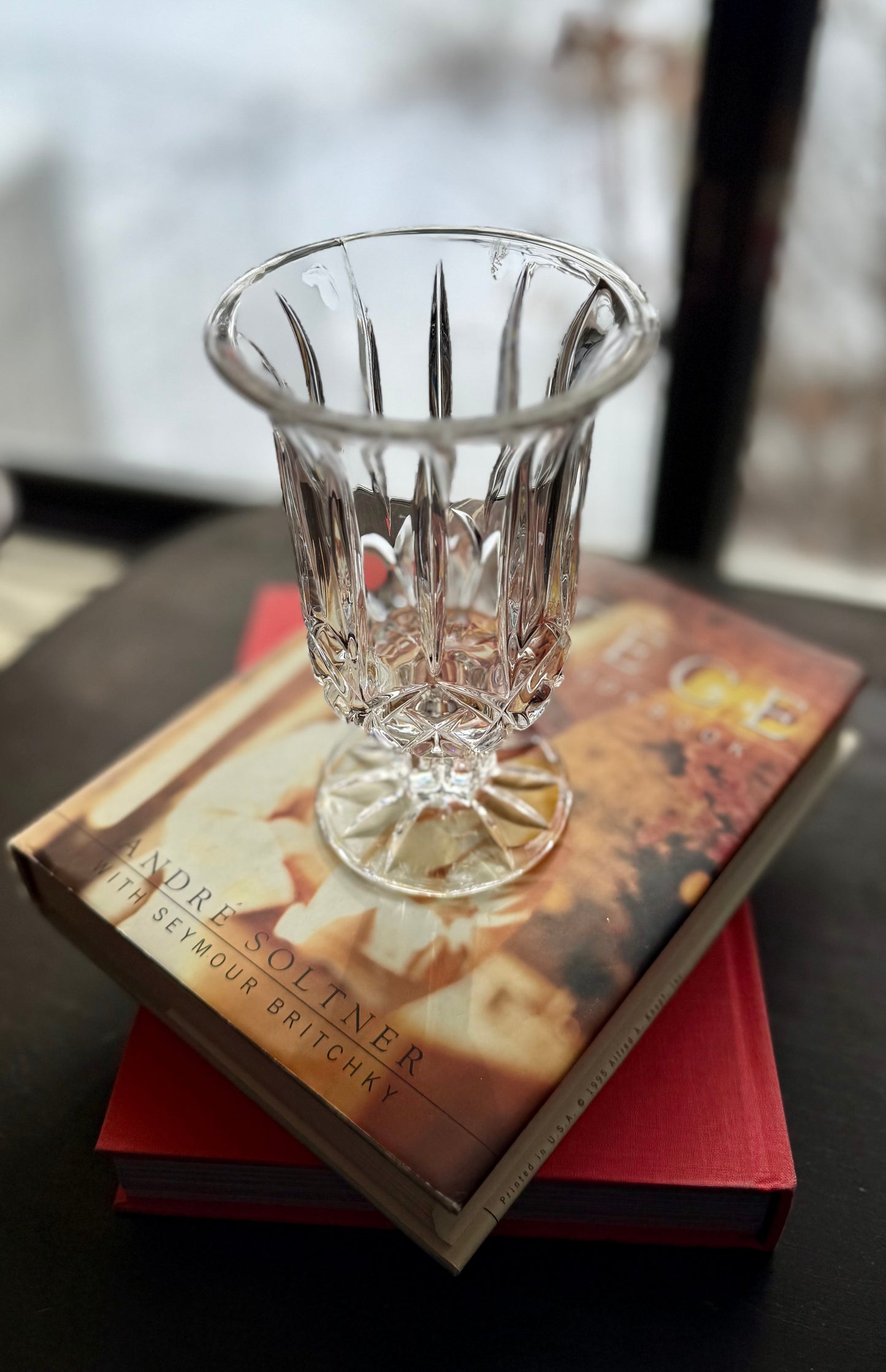 Deplumb Lead Crystal Footed Hurricane Candle holder 7"